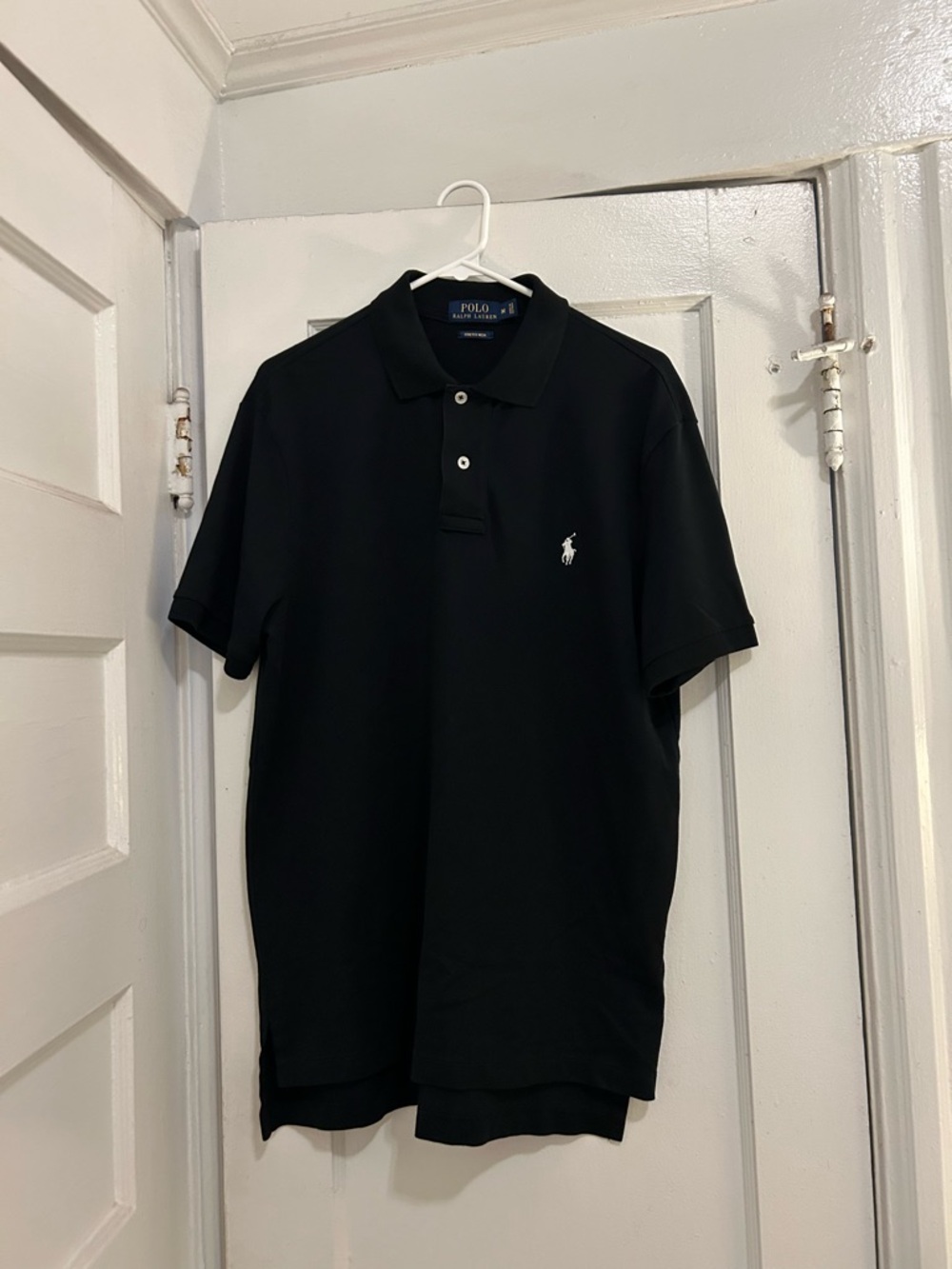 Ralph Lauren Black Polo with White Pony Embroidery